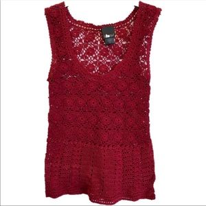 🔲 TO THE MAX | SLEEVELESS CROCHET BURGUNDY TOP 🌹